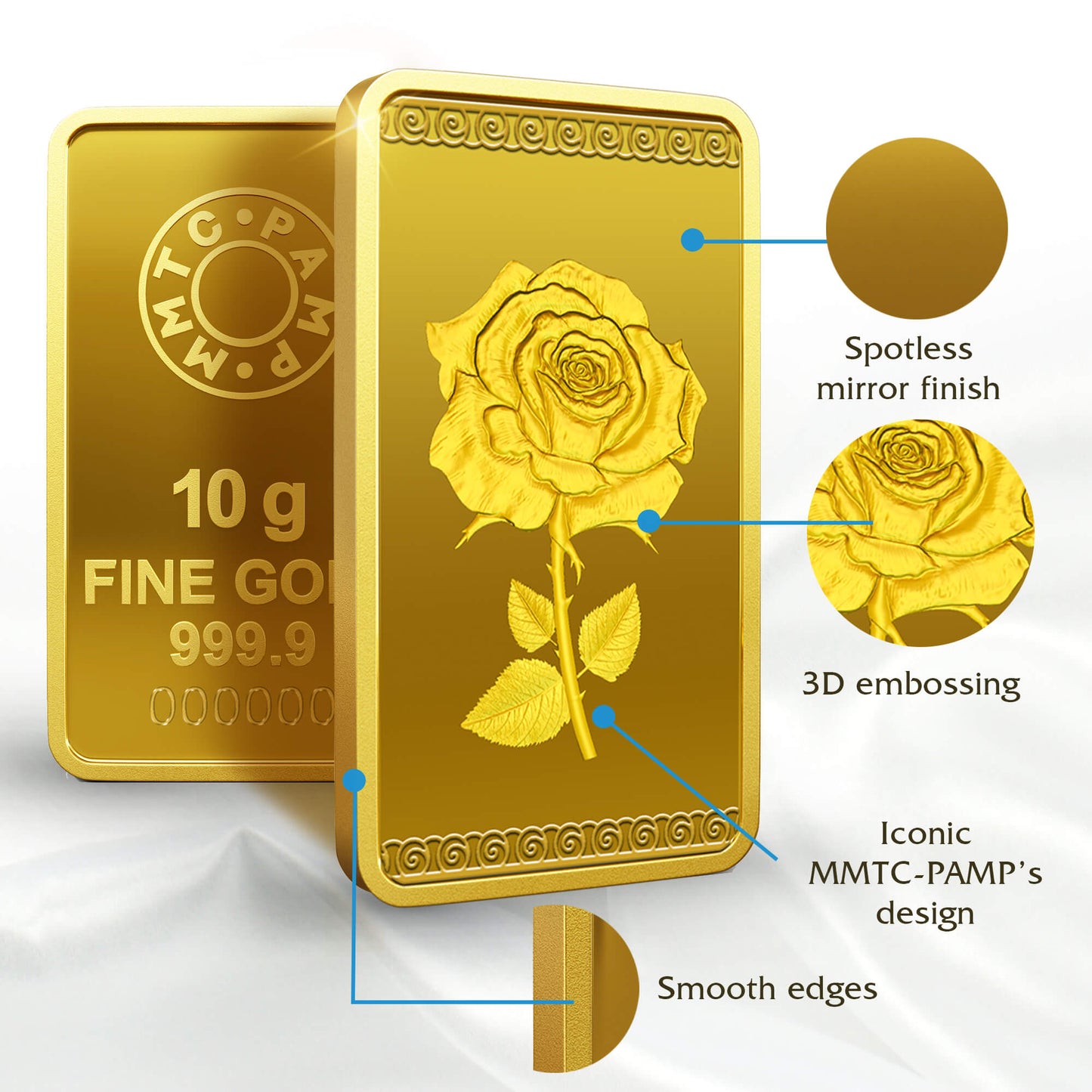 ROSE 24K (999.9) 10 GM GOLD BAR