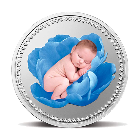 GIFT FOR NEWBORN BABY (999.9) 10 GM SILVER COIN (BLUE)