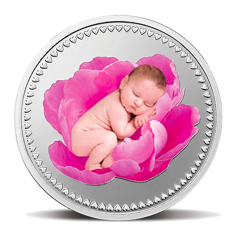 GIFT FOR NEWBORN BABY (999.9) 10 GM SILVER COIN (PINK)