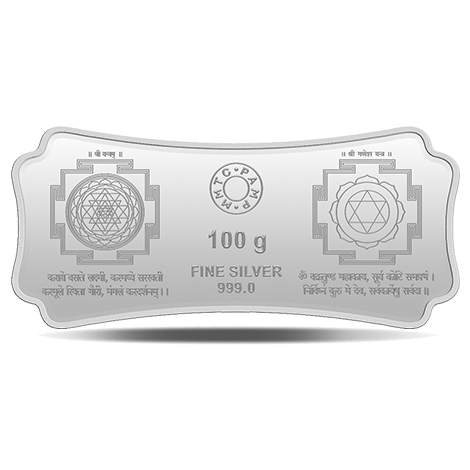 STYLIZED LAKSHMI GANESHA SILVER (999.9) 100 GM SILVER BAR