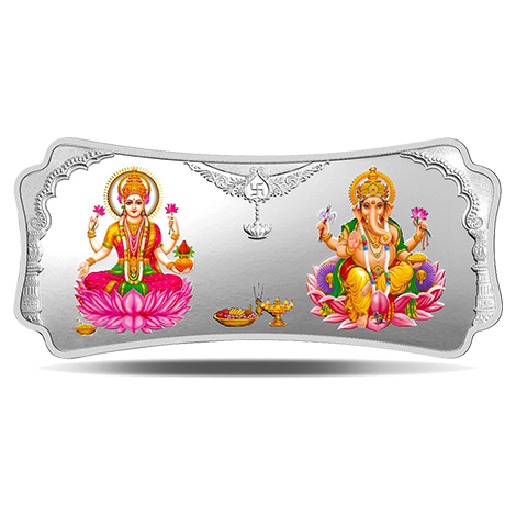 STYLIZED LAKSHMI GANESHA SILVER (999.9) 100 GM SILVER BAR