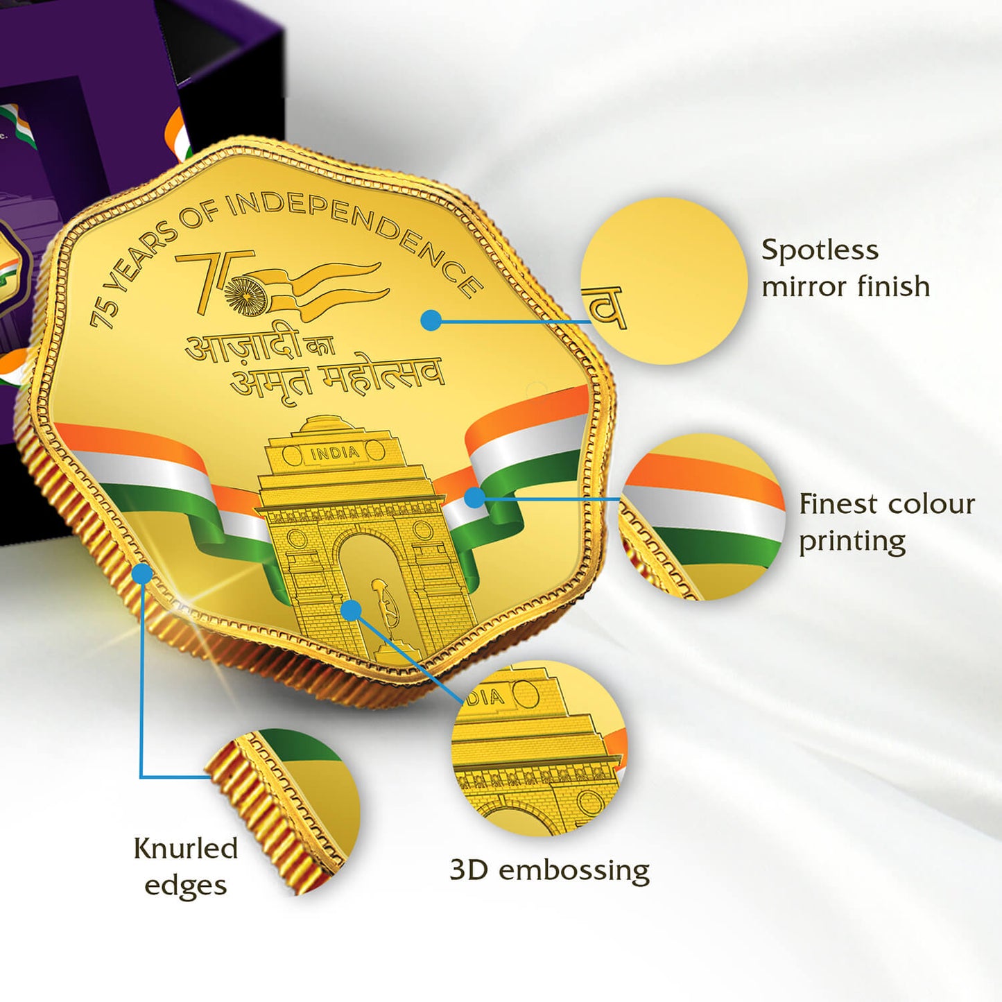 AZADI KA AMRIT MAHOTSAV 24K (999.9) 10 GM LIMITED EDITION GOLD COIN