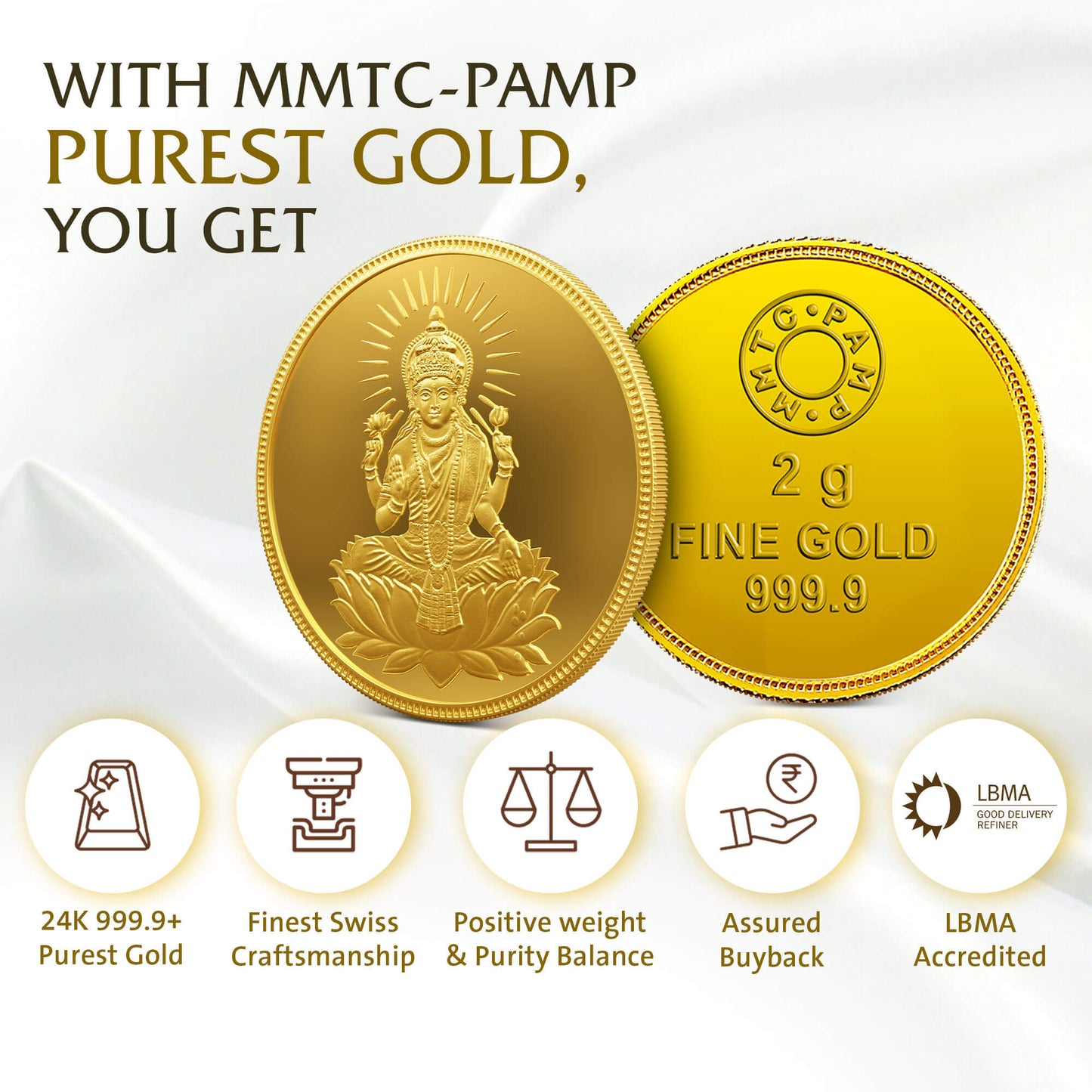 LAKSHMI 24K (999.9) 2 GM GOLD COIN