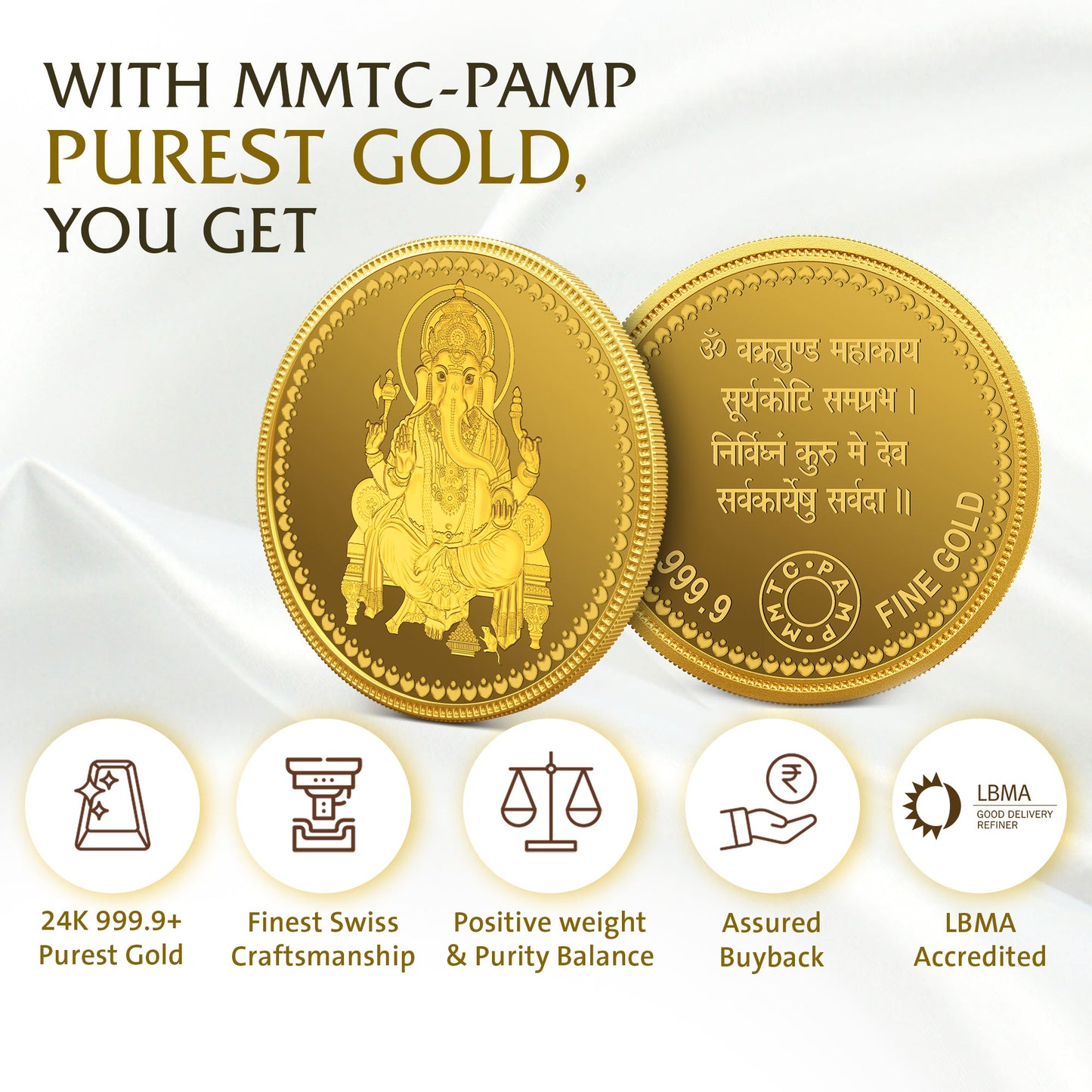 LORD GANESHA 24K (999.9) 2 GM GOLD COIN