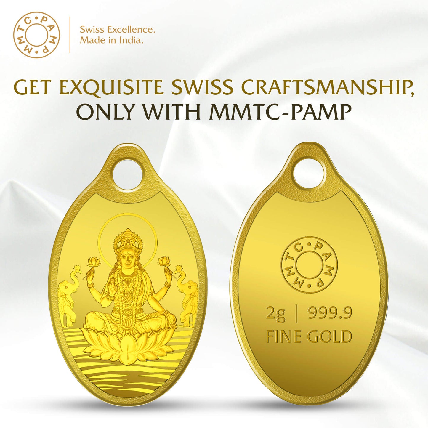 GODDESS LAKSHMI GOLD PENDANT 24K (999.9) 2 GM FOR WOMEN / GIRLS