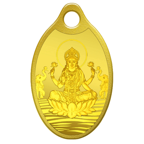 GODDESS LAKSHMI GOLD PENDANT 24K (999.9) 2 GM FOR WOMEN / GIRLS