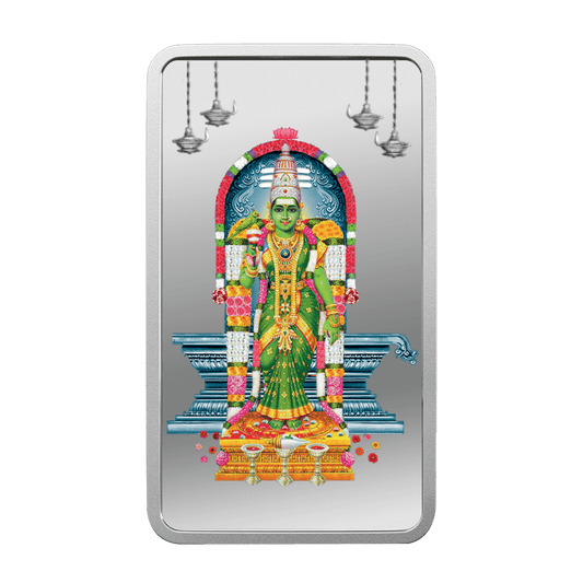 GODDESS MEENAKSHI (999.9) PURITY 50 GM SILVER BAR