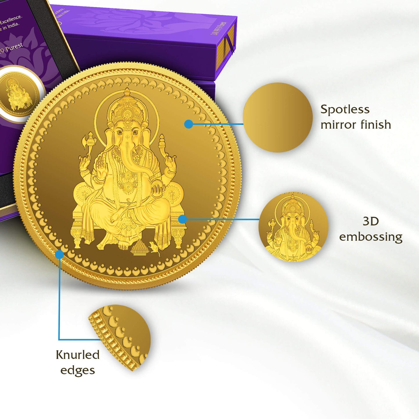 LORD GANESHA 24K (999.9) 2 GM GOLD COIN